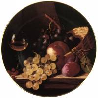 Декоративная тарелка "Натюрморт с фруктами и бокалом вина", фарфор Royal Grafton, Великобритания, 1980 гг