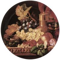 Декоративная тарелка "Натюрморт с фруктами и птичьим гнездом", фарфор Royal Grafton, Великобритания, 1980 гг