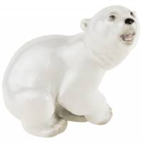 Фарфоровая статуэтка "Белый медведь", фарфор, высота 11 см, ЛФЗ, СССР, винтажная, 1960-1970 гг.