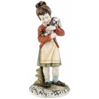 Cтатуэтка фарфоровая "Девочка с собакой", Высота 19 см, винтаж, Capodimonte, Италия, вторая половина 20 века