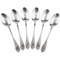 Набор столовых ложек для супа, 6 шт, мельхиор, Киевский завод им. Дзержинского ЗиД, СССР, 1950-1960 гг.