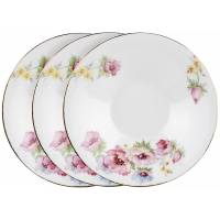 Комплект блюдец "Анемоны", 3 шт, Фарфор, Colclough, Великобритания, 1950-е гг. (с нюансом)