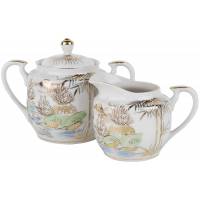 Сахарница и молочник "Золотой бамбук", Фарфор Kutani? Япония, винтаж, вторая половина 20 века