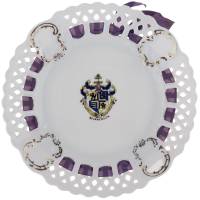 Декоративная тарелка настенная "Герб Борнмута", прорезной фарфор, Великобритания, винтаж, середина 20 века