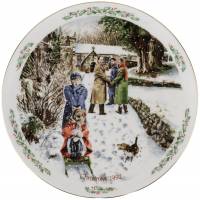 Декоративная тарелка настенная "Рождество. Идем в церковь", фарфор Royal Doulton, Великобритания, винтаж, 1992 год