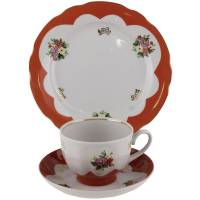 Кофейное трио "Праздничное", фарфор, Дулево, Россия, конец 20 века