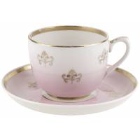 Чайная пара "Золотой вензель", Фарфор, винтаж, Вербилки, СССР, 1954-1965 гг.