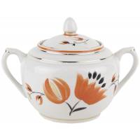 Сахарница "Ноготки", Фарфор, винтаж, Вербилки, СССР, 1954-1965 гг.