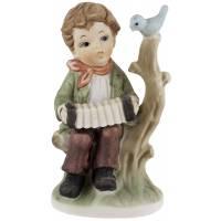 Статуэтка винтажная "Мальчик с гармошкой", в стиле Goebel Hummel, Высота 12 см., Германия, вторая половина 20 века (с реставрацией)