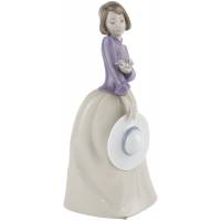 Статуэтка винтажная "Первый полет", девочка с птичкой, фарфор Lladro, высота 27 см, Nao, Испания, 1989 год (нюанс)