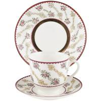 Чайное трио "Розочки", Фарфор, ЛФЗ, СССР, конец 20 века (с нюансом)