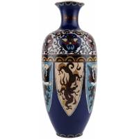 Антикварная ваза для цветов "Дракон и феникс" эпохи Мейдзи. Металл, эмаль клуазоне. Высота 30 см. Япония, винтаж, начало ХХ века (реставрация)