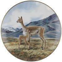 Декоративная тарелка настенная "Лама", фарфор, винтаж, WS George, США, 1991 год