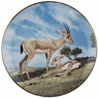 Декоративная тарелка настенная "Газель", фарфор, винтаж, WS George, США, 1991 год