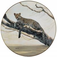 Декоративная тарелка настенная "Африканский леопард", фарфор, винтаж, WS George, США, 1991 год