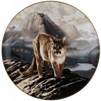 Декоративная тарелка настенная "Пума", фарфор, винтаж, WS George, США, 1991 год