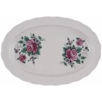 Блюдо овальное "Розы", фарфор, винтаж, ЛОЗ, СССР, 1980-е гг.