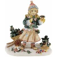 Статуэтка "Цветы на Рождество" (девочка с елкой), высота 11,5 см, композитный материал, Leonardo collection, Великобритания, винтаж, конец 20 века