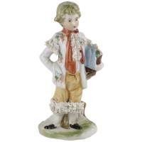 Статуэтка "Юноша с корзиной". Высота 17 см, фарфор, Германия, винтаж, середина 20 века