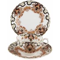 Чайное трио антикварное "Осенние цветы имари". Фарфор, Великобритания, конец 19 века (нюанс)