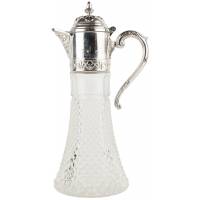 Кувшин для вина или воды. Стекло, металл. Высота 29,5 см. Италия, винтаж, вторая половина ХХ века (с нюансами)