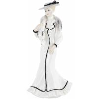 Статуэтка фарфоровая "Луиза", дама в белом с воротником из лисы, высота 20,5 см, винтаж, Francesca, Великобритания, 1989 год