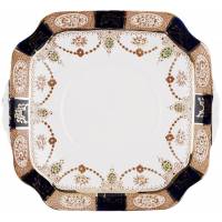 Тарелка для пирожных, блюдо антикварное "Парадный прием". Фарфор, Colclough, Великобритания, 1939 - 1945-е гг.