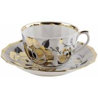 Чайная пара "Золотая роза", Фарфор, Вербилки, СССР, вторая половина 20 века