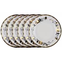 Набор десертных тарелок "Золотая роза", 6 шт, фарфор, винтаж, Вербилки, СССР, 1965 - 1991 гг. 