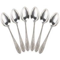 Набор из 6 столовых ложек, мельхиор, Мстерская художественная фабрика "Ювелир", СССР, вторая половина 20 века