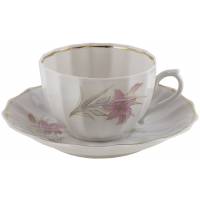 Чайная пара "Розовая лилия", фарфор, винтаж, Вербилки, СССР, 1965-1991 гг.(с нюансами)