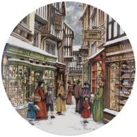 Декоративная тарелка настенная "Рождественская ярмарка", Колин Уорден . Винтажный фарфор Royal Doulton, Англия, 1991 год