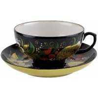 Чайная пара "Хохлома", фарфор, роспись, винтаж, Россия, конец 20 века