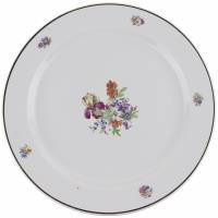 Блюдо большое "Букет с ирисом", Фарфор,  диаметр 36,5 см, винтаж, завод "Пролетарий", СССР, 1967-1975 гг.(с нюансом)