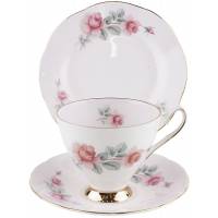 Чайное трио "Роза Пинк Роуз". Английский фарфор. Elizabethan, Великобритания, винтаж, вторая половина 20 века