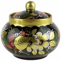 Сахарница "Хохлома", фарфор, роспись, винтаж, Россия, конец 20 века