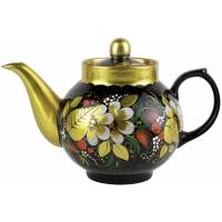 Чайник заварочный "Хохлома", фарфор, роспись, винтаж, Россия, конец 20 века