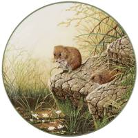 Декоративная тарелка "Мышка полевка на берегу". Винтажный фарфор Royal Doulton, Англия, 1988 год