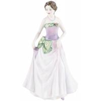 Статуэтка "Джесика", девушка с зеленым бантом. Высота 17,5 см, фарфор Royal Doulton, Великобритания, винтаж, 1996 г.