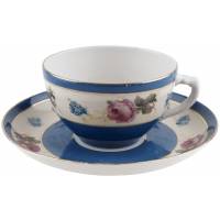 Чайная пара "Голубые небеса", фарфор, винтаж, Дулево, СССР, 1937-1940 гг