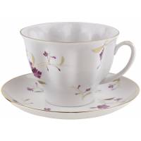 Чайная пара "Цветы на ветках", Фарфор, винтаж, ЛФЗ, СССР, вторая половина 20 века