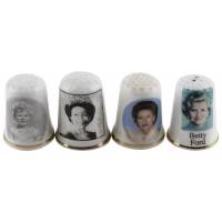 Комплект коллекционных наперстков "Знаменитости", 4 шт. Фарфор, Великобритания, вторая половина 20 века