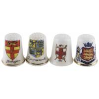 Комплект коллекционных наперстков "Гербы", 4 шт. Фарфор, Великобритания, вторая половина 20 века