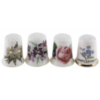 Комплект коллекционных наперстков "Цветы", 4 шт. Фарфор, Великобритания, вторая половина 20 века