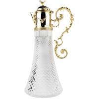 Большой кувшин для вина или воды. Стекло, металл. Высота 35,5 см. Италия, винтаж, вторая половина ХХ века