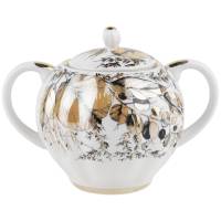 Сахарница "Золотая осень". Фарфор, винтаж, ЛФЗ, СССР, вторая половина 20 века