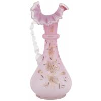 Кувшин антикварный, ваза "Цветочный мотив". Опаловое бристольское стекло. Высота 24 см. Великобритания, конец XIX века