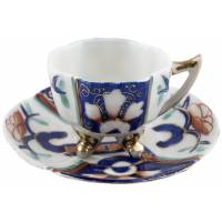 Миниатюрная чайная пара антикварная "Роскошный Имари". Фарфор Altrohlau Bohemia, высота 11 см, Чехия, конец 19 века