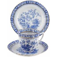 Чайное трио антикварное "Голубой Китай". Фарфор, Великобритания, конец 19 века