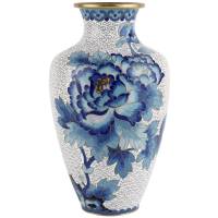 Ваза декоративная "Голубая хризантема". Высота 20 см. Латунь, эмаль клуазоне. Китай, винтаж, середина 20 века